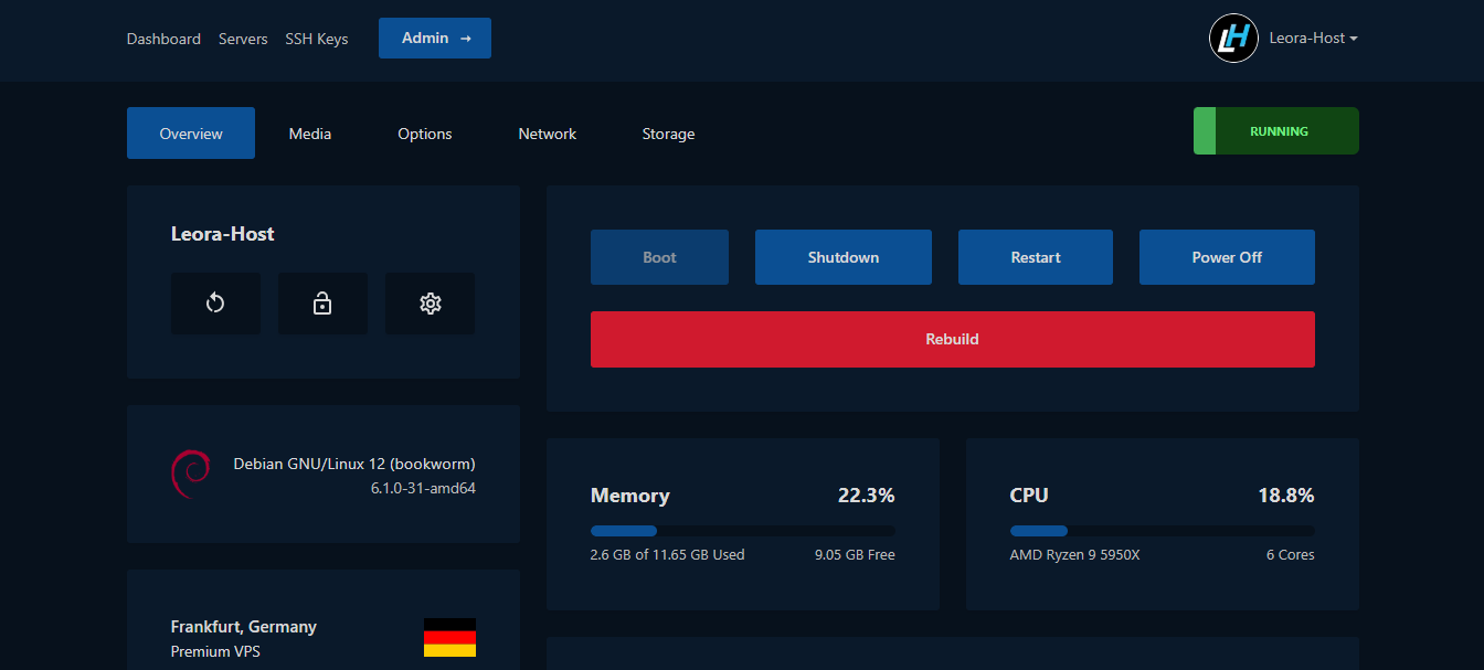 Leora-Host VPS Control Panel
